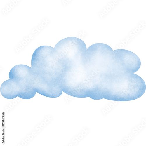 watercolor hand paint blue sky with clouds	