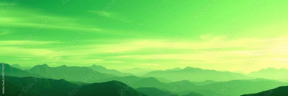 surreal environment with green gradient sky and mountains, abstract, landscape surreal environment with green gradient sky and mountains, abstract, landscape
