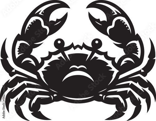 A crab tilting its body slightly with claws unevenly positioned silhouette vector