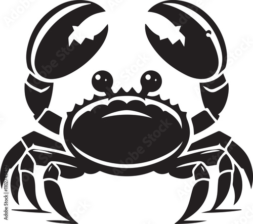 A crab tilting its body slightly with claws unevenly positioned silhouette vector