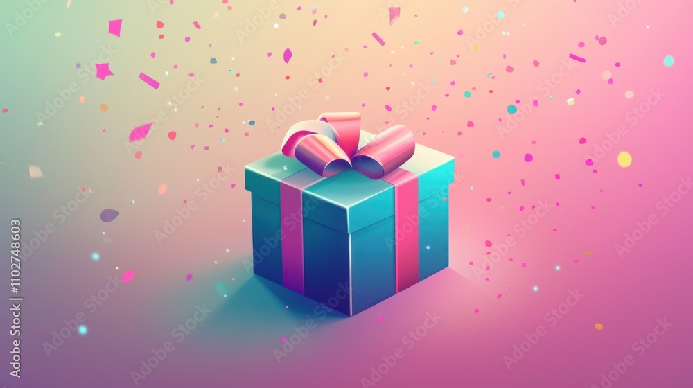Present illustration with a colorful graphic of a gift, perfect for use in a card or poster Present illustration with a colorful graphic of a gift, perfect for use in a card or poster