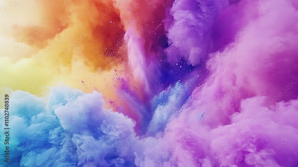 Naklejka premium Colorful Abstract Smoke Explosion in Vibrant Hues of Blue and Pink