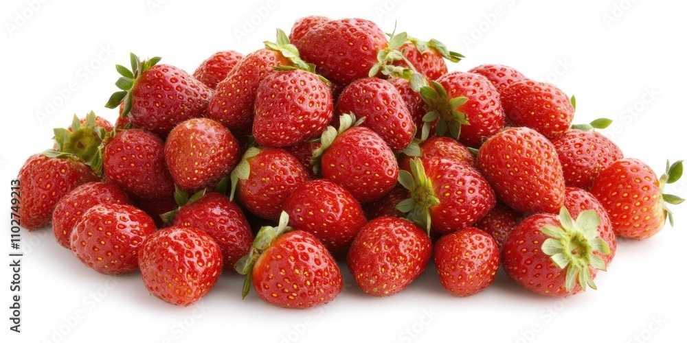 A Pile Of Fresh Red Strawberries Isolated On White A Pile Of Fresh Red Strawberries Isolated On White