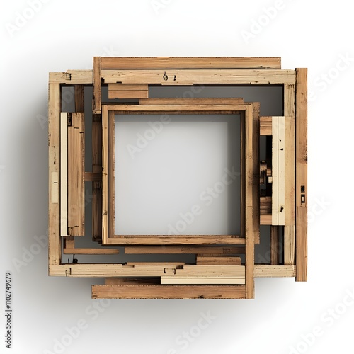 retro wooden tv box cut out with frame screen cut out based on generative ai photo