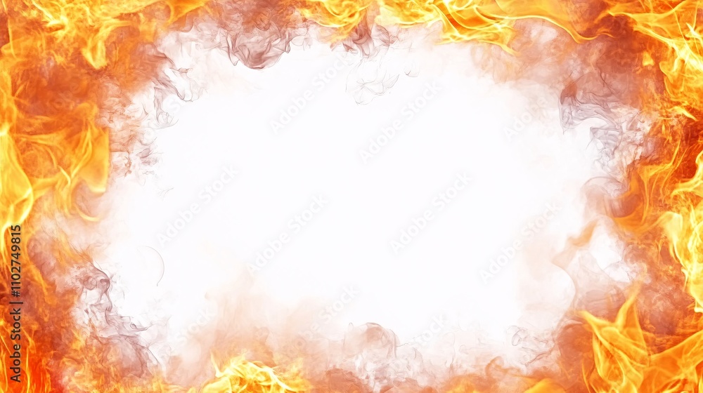 Frame of fire flames on a white background. Copy space for text. Frame of fire flames on a white background. Copy space for text.