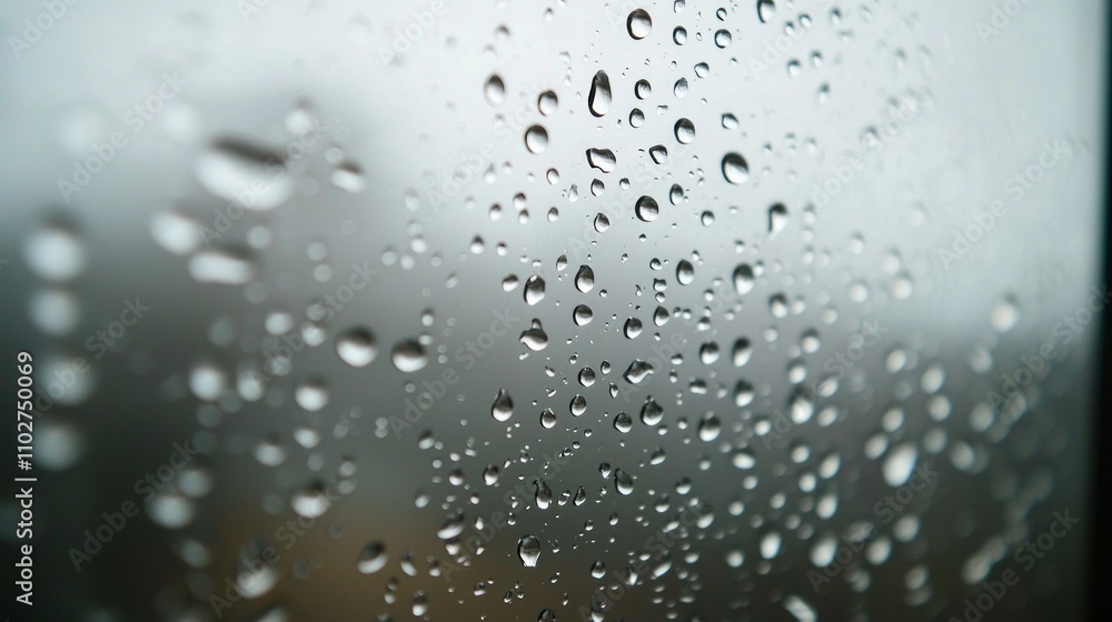 Rain drops: Detailed shot of raindrops clinging to a window on a gloomy day Rain drops: Detailed shot of raindrops clinging to a window on a gloomy day