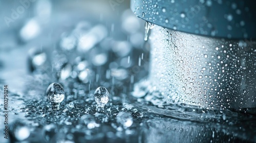 Rain gauge: A close-up of a rain gauge with water filling up after a recent storm