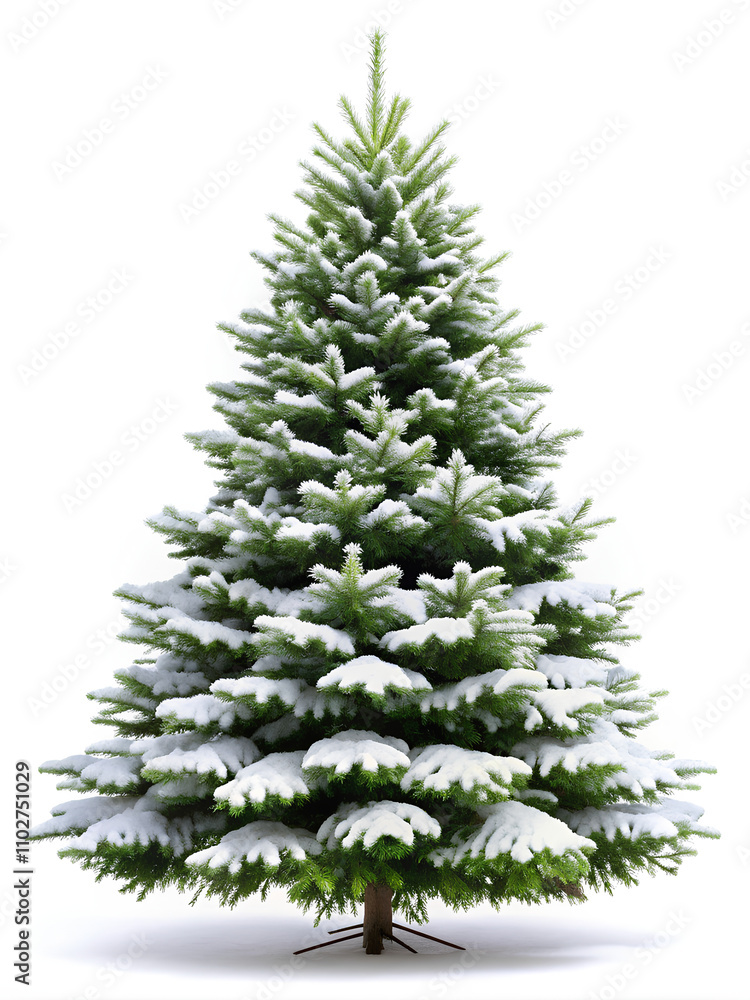 Obraz premium Christmas Tree with Snow isolated on white 