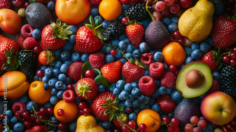 A vibrant array of fresh fruits arranged beautifully, showcasing colors and textures, ideal for health and food themes. A vibrant array of fresh fruits arranged beautifully, showcasing colors and textures, ideal for health and food themes.