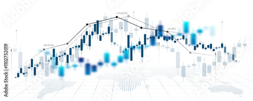 Technology graph concept on digital white background. financial business analysis stock trading
