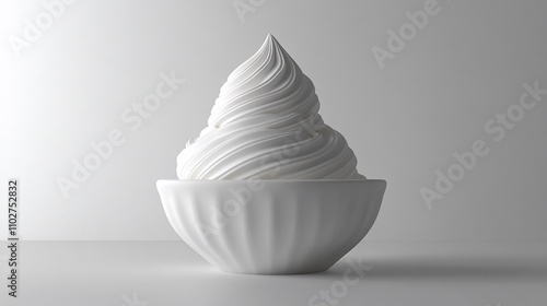 Creamy frozen yogurt swirl in a white bowl.