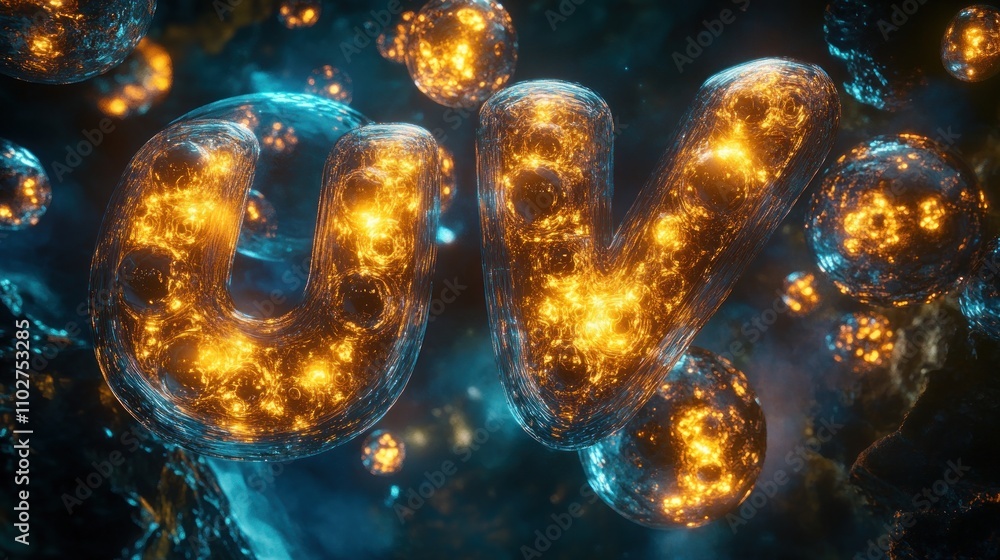 A glowing 3D representation of the letters A glowing 3D representation of the letters
