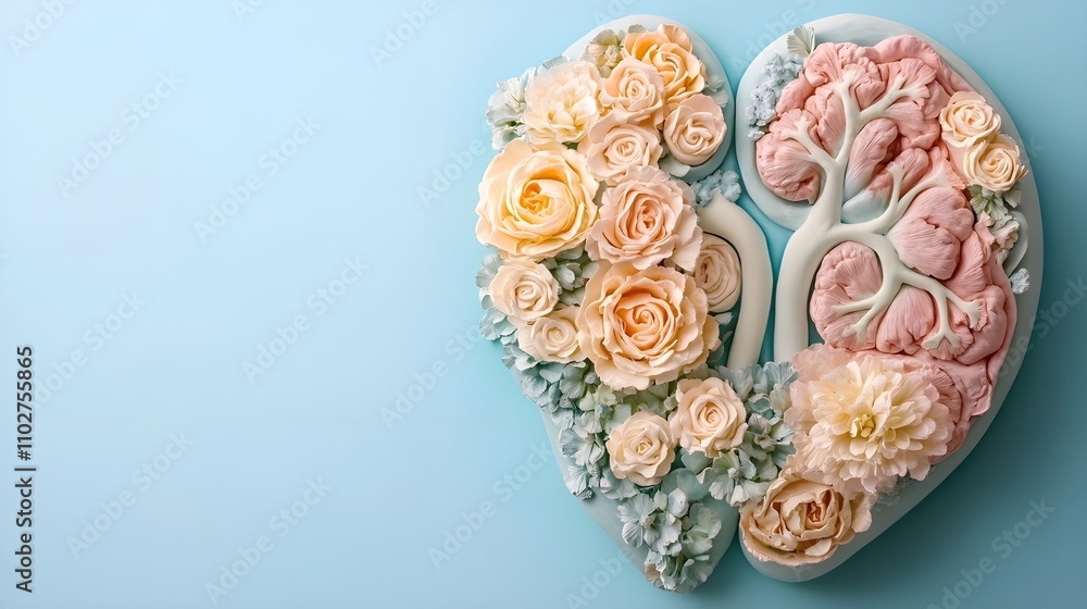 Anatomical Kidney Sculpture with Flower. Anatomical Kidney Sculpture with Flower.