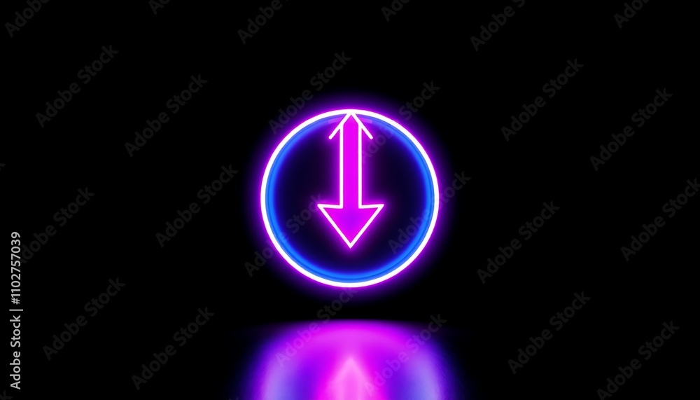 Neon Arrow Reflections: A Circular Glow Pointing Downward Neon Arrow Reflections: A Circular Glow Pointing Downward