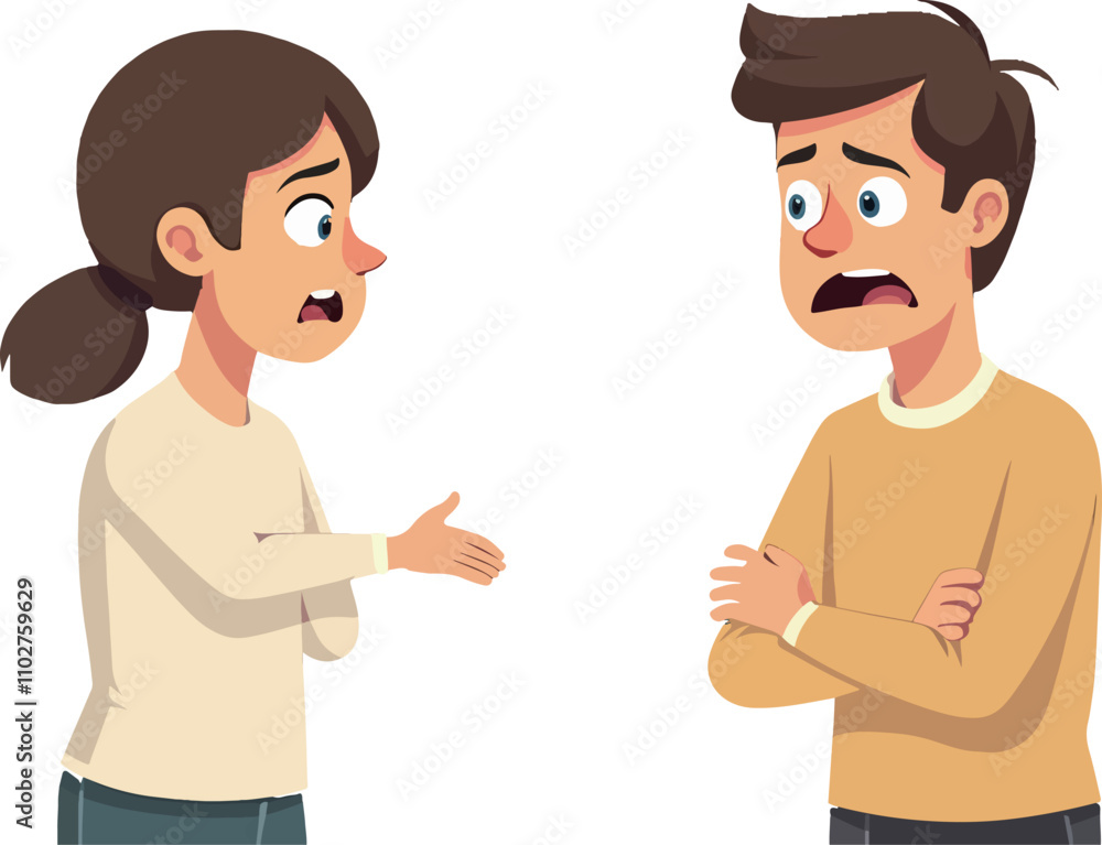 Couple Arguing with Concerned Expressions Couple Arguing with Concerned Expressions