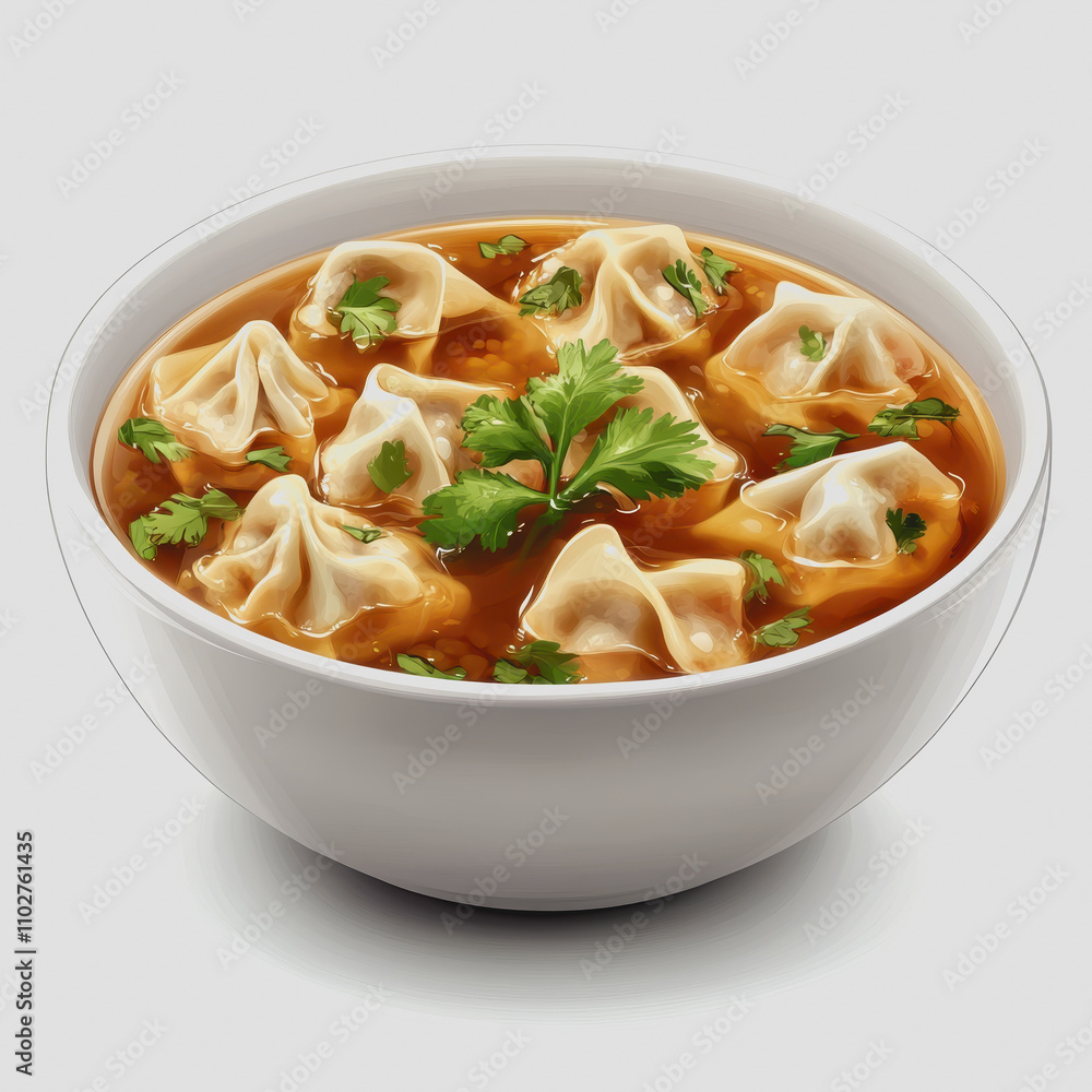 Delicious bowl of dumpling soup garnished with fresh cilantro, showcasing delicate handmade dumplings in rich flavorful broth, perfect for culinary delight and comfort food lovers Delicious bowl of dumpling soup garnished with fresh cilantro, showcasing delicate handmade dumplings in rich flavorful broth, perfect for culinary delight and comfort food lovers