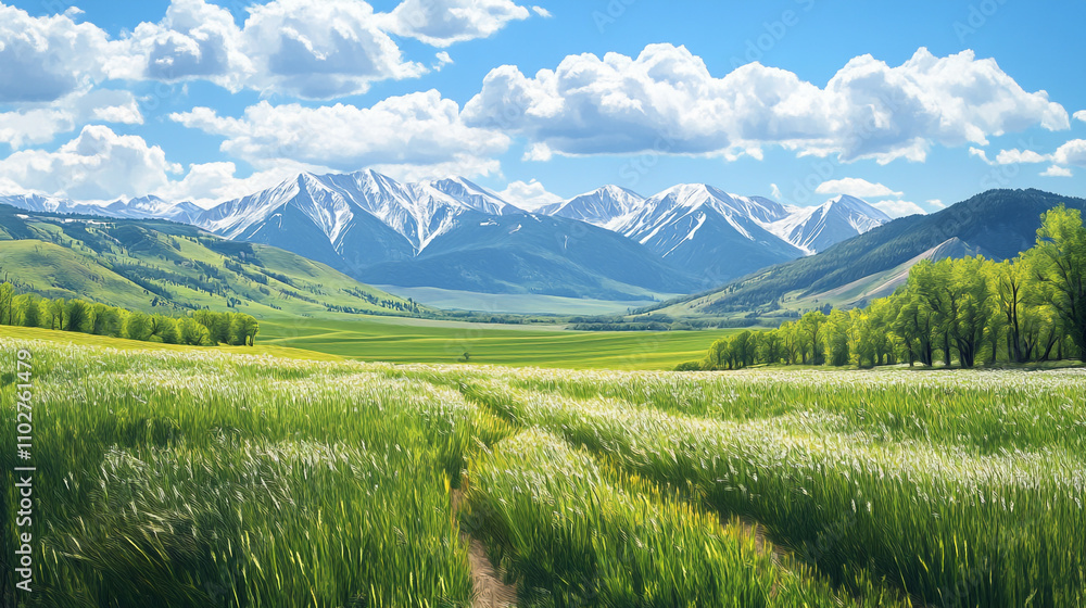 Scenic mountain landscape with lush greenery and clear blue skies during daytime Scenic mountain landscape with lush greenery and clear blue skies during daytime