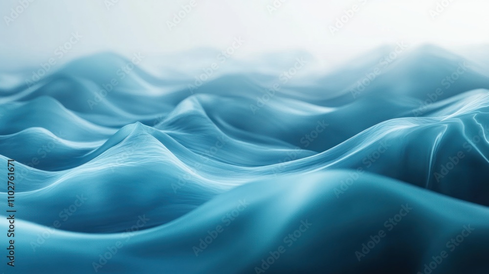 Obraz premium Abstract Blue Waves Rolling Landscape Scene