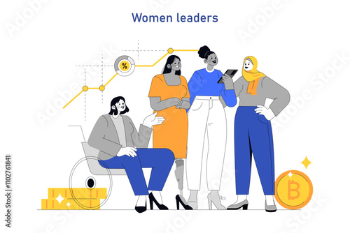 Women Leaders. Flat Vector Illustration