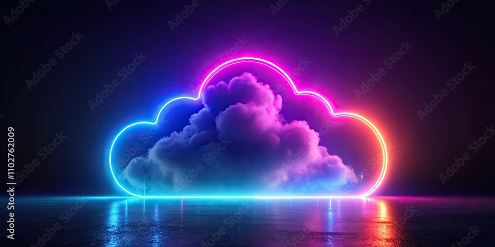 Obraz premium Abstract cloud illuminated by neon lights , render, glowing, colorful, modern, digital art, vibrant, illuminated