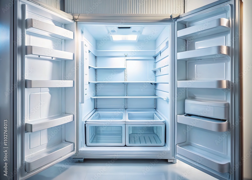 An aerial perspective reveals the refrigerator's chilling emptiness, a stark contrast to the norm. An aerial perspective reveals the refrigerator's chilling emptiness, a stark contrast to the norm.
