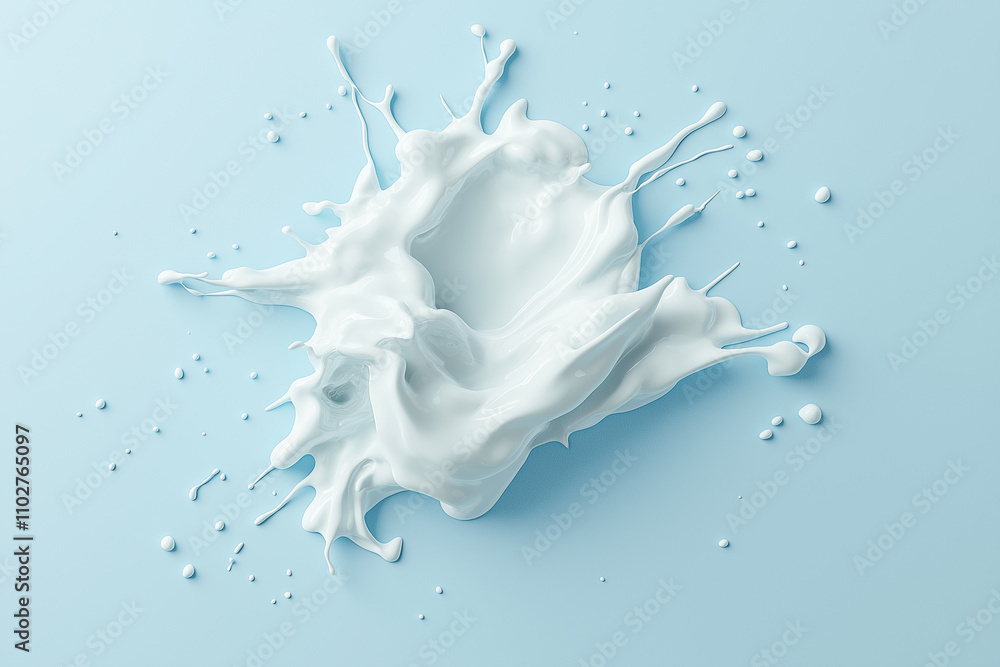 Milk splash isolated on a light blue background, white in color, hyper-realistic, and detailed. Milk splash isolated on a light blue background, white in color, hyper-realistic, and detailed.