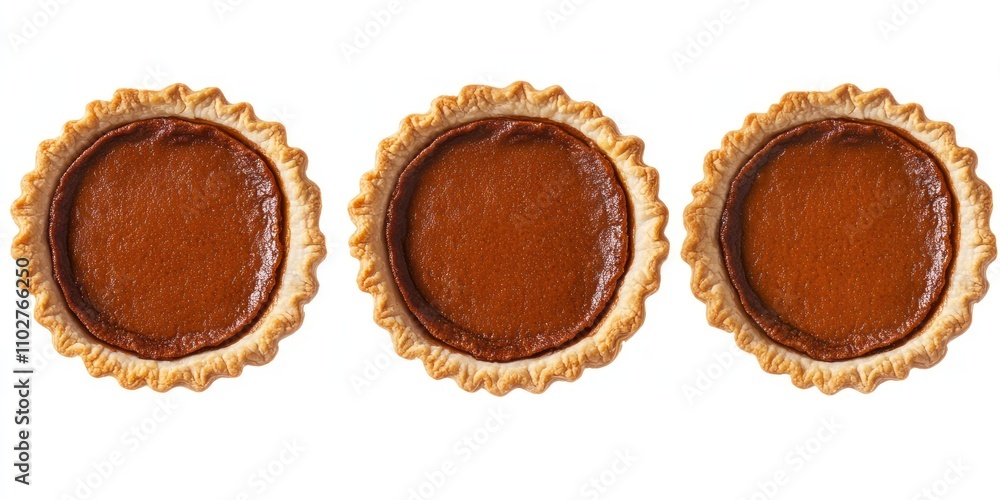 Three Mini Pumpkin Pies Arranged in a Row Three Mini Pumpkin Pies Arranged in a Row