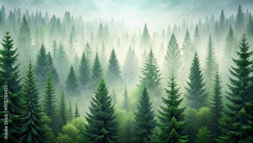 Wallpaper Mural Fir tree forest abstract background , nature, trees, green, forest, plants, environment, woodland, peaceful, vibrant Torontodigital.ca