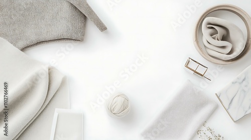 A flat lay photograph of an off-white cashemere fabric, placed on a white background. The fabric is neatly arranged for an e-commerce photo, highlighting the luxurious texture photo