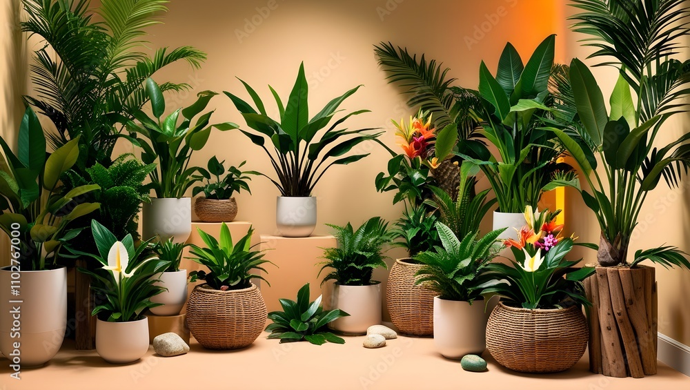 A vibrant and serene indoor tropical plant A vibrant and serene indoor tropical plant