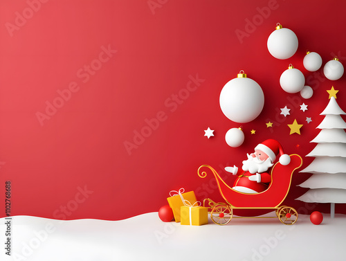 Santa Sleigh  paper craft banner styule photo