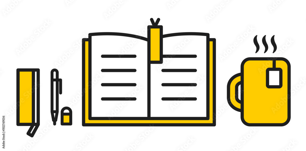 読書をしている人のデスクの上