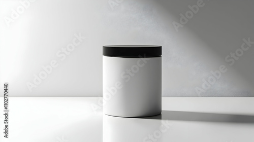 Minimalist Cylinder Container with Black Lid