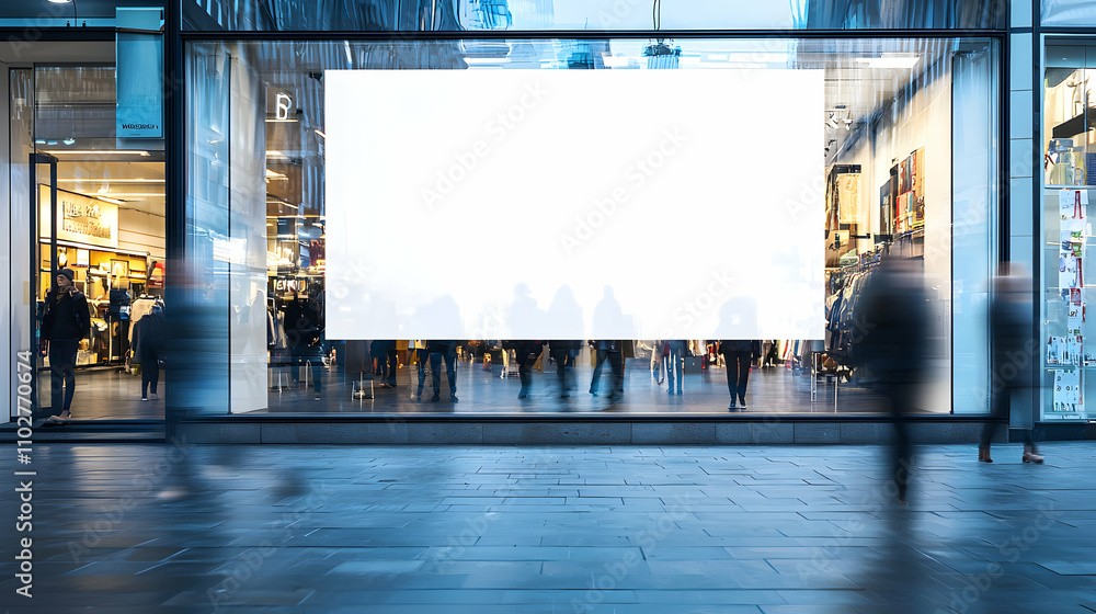 Blank Retail Storefront with Window in Shopping District Blank Retail Storefront with Window in Shopping District