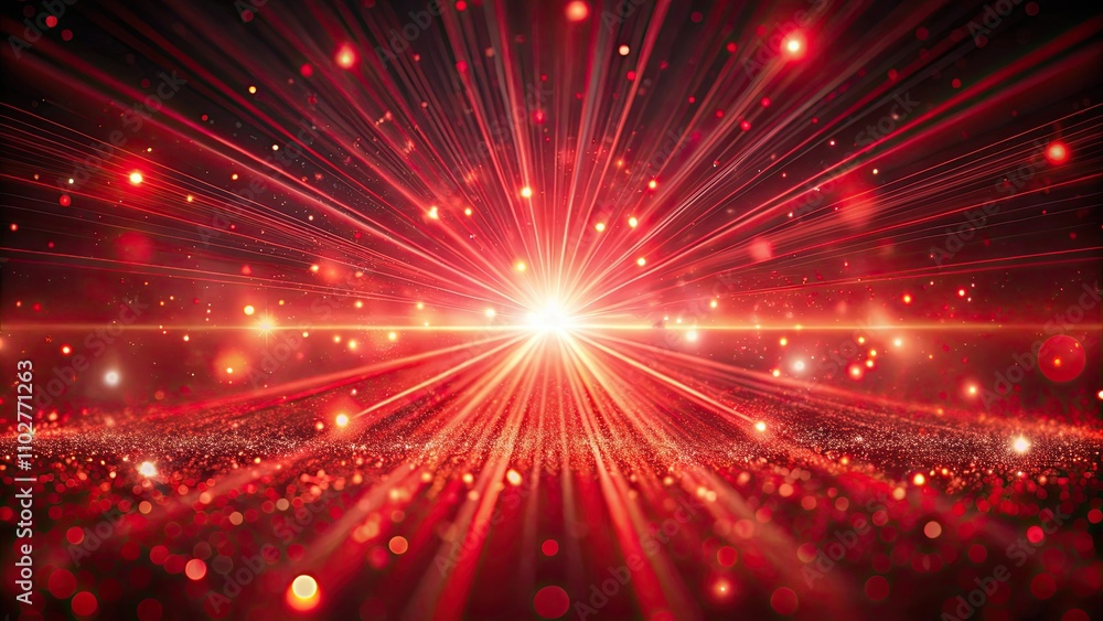 Obraz premium Abstract background of red light beams and particles , red, light, beams, particles, abstract, background, glowing