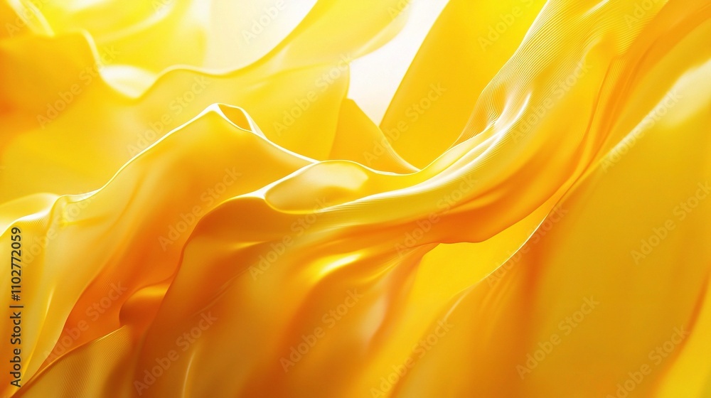 Obraz premium Vibrant Yellow Silk Fabric Flowing Smoothly in Soft Light