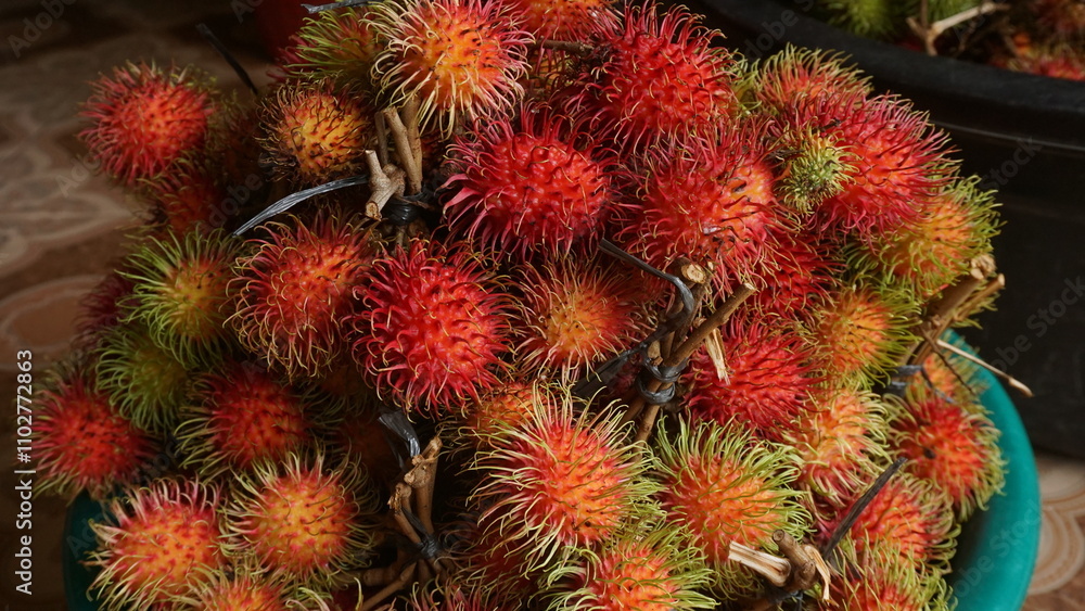 Rambutan Tree Laden with Ripe Fruits Rambutan Tree Laden with Ripe Fruits
