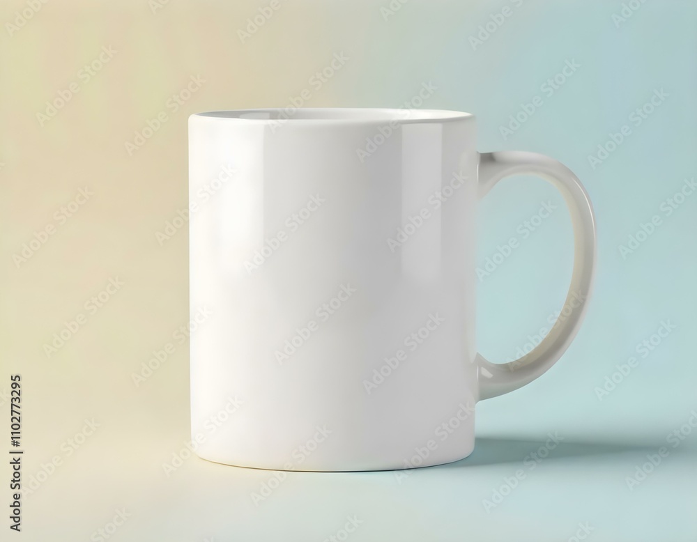 Obraz premium mug, ceramic, plain, glossy, finish, photorealistic, isolated, image, centered, color, background, minimalist, modern, clean, simple, elegant, design, shiny, smooth, drinkware, cup, beverage, coffee, 