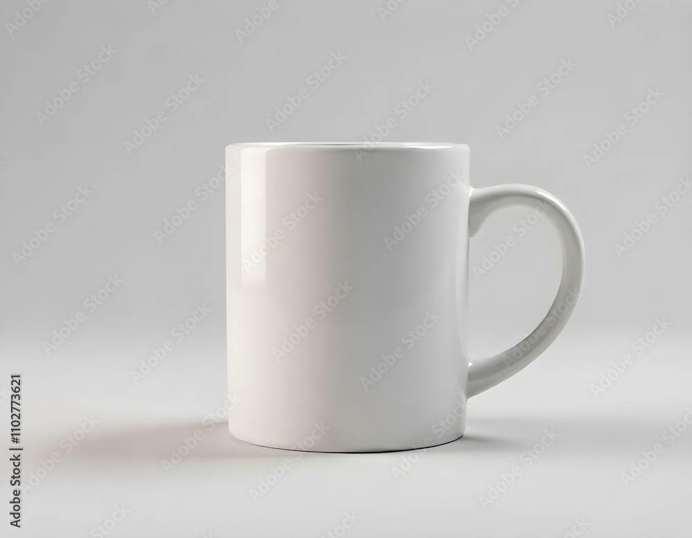 Obraz premium mug, ceramic, plain, glossy, finish, photorealistic, isolated, image, centered, color, background, minimalist, modern, clean, simple, elegant, design, shiny, smooth, drinkware, cup, beverage, coffee, 