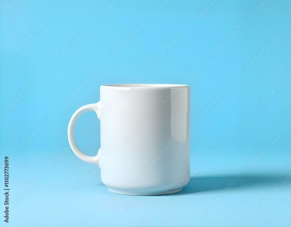 Obraz premium mug, ceramic, plain, glossy, finish, photorealistic, isolated, image, centered, color, background, minimalist, modern, clean, simple, elegant, design, shiny, smooth, drinkware, cup, beverage, coffee, 
