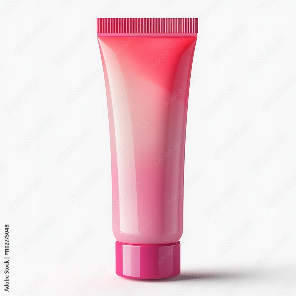 Red gradient cosmetic tube on white background, isolated product. Red gradient cosmetic tube on white background, isolated product.