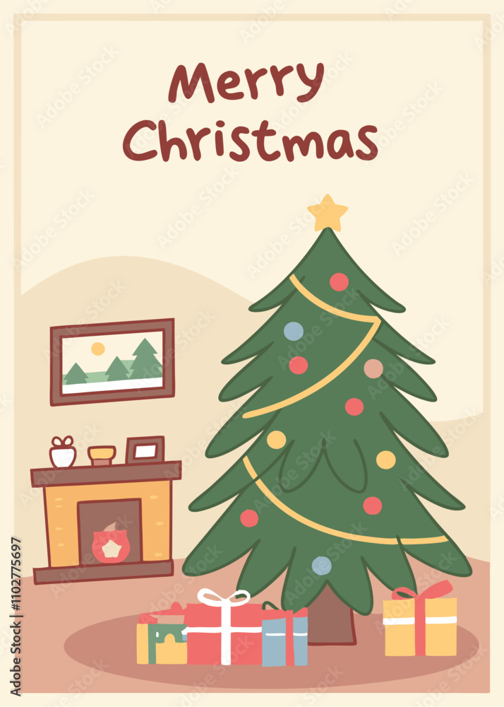 Naklejka premium Warm Holiday Wishes with a Merry Christmas Card Design