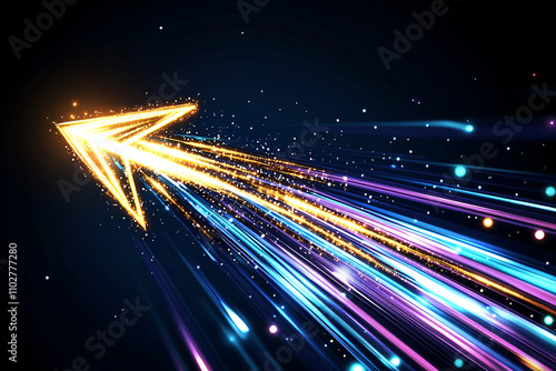 Abstract background of long explosure tale light on black ,Technology backgroud photo