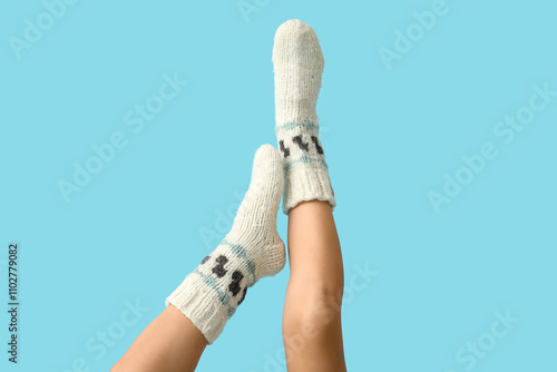 Female legs in warm wool so...