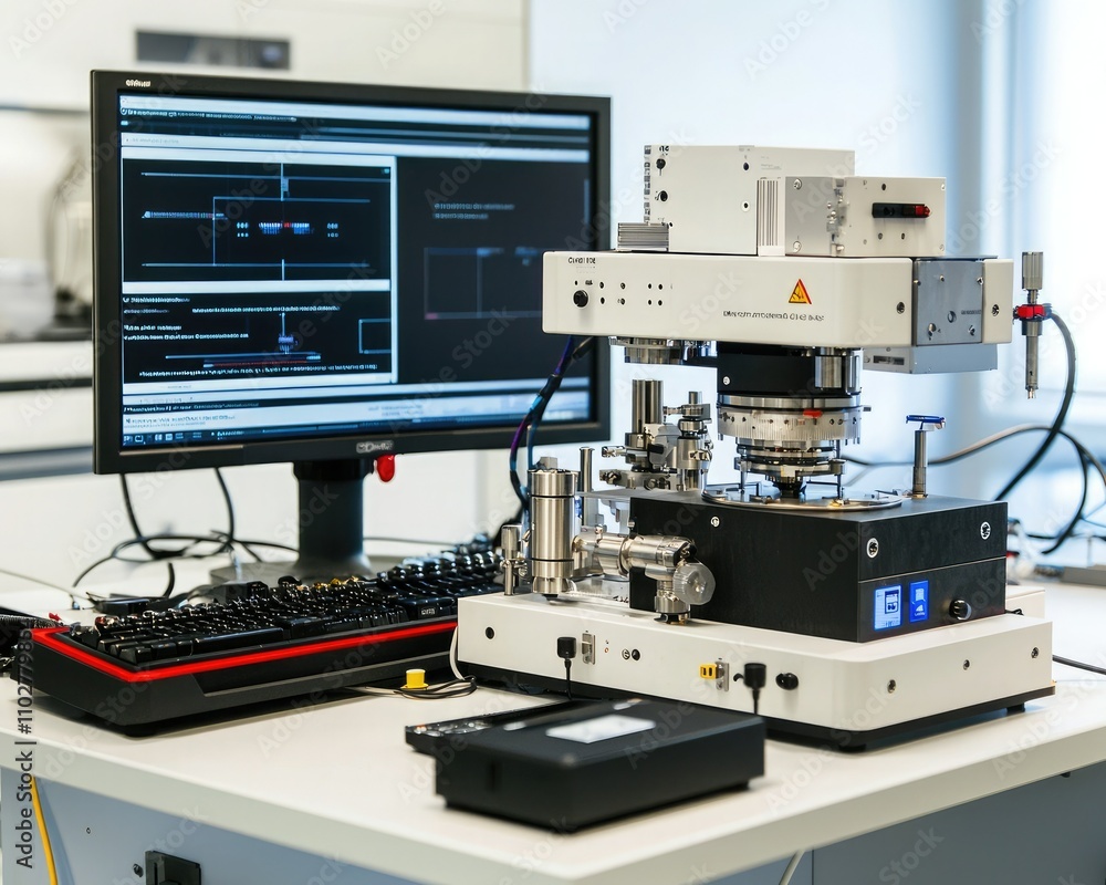 A high-tech laboratory setup featuring advanced analytical equipment and a computer, showcasing a modern scientific research environment. A high-tech laboratory setup featuring advanced analytical equipment and a computer, showcasing a modern scientific research environment.