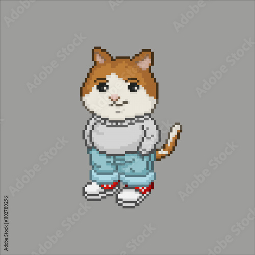 Chill cat, meme  pixel art 