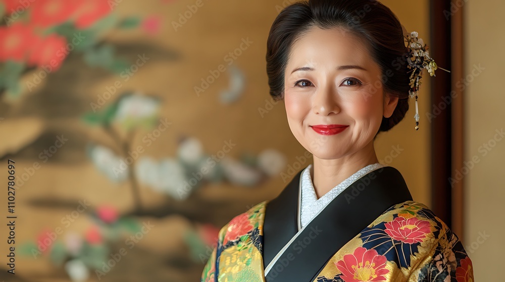Elegant Japanese Woman in Traditional Kimono Elegant Japanese Woman in Traditional Kimono