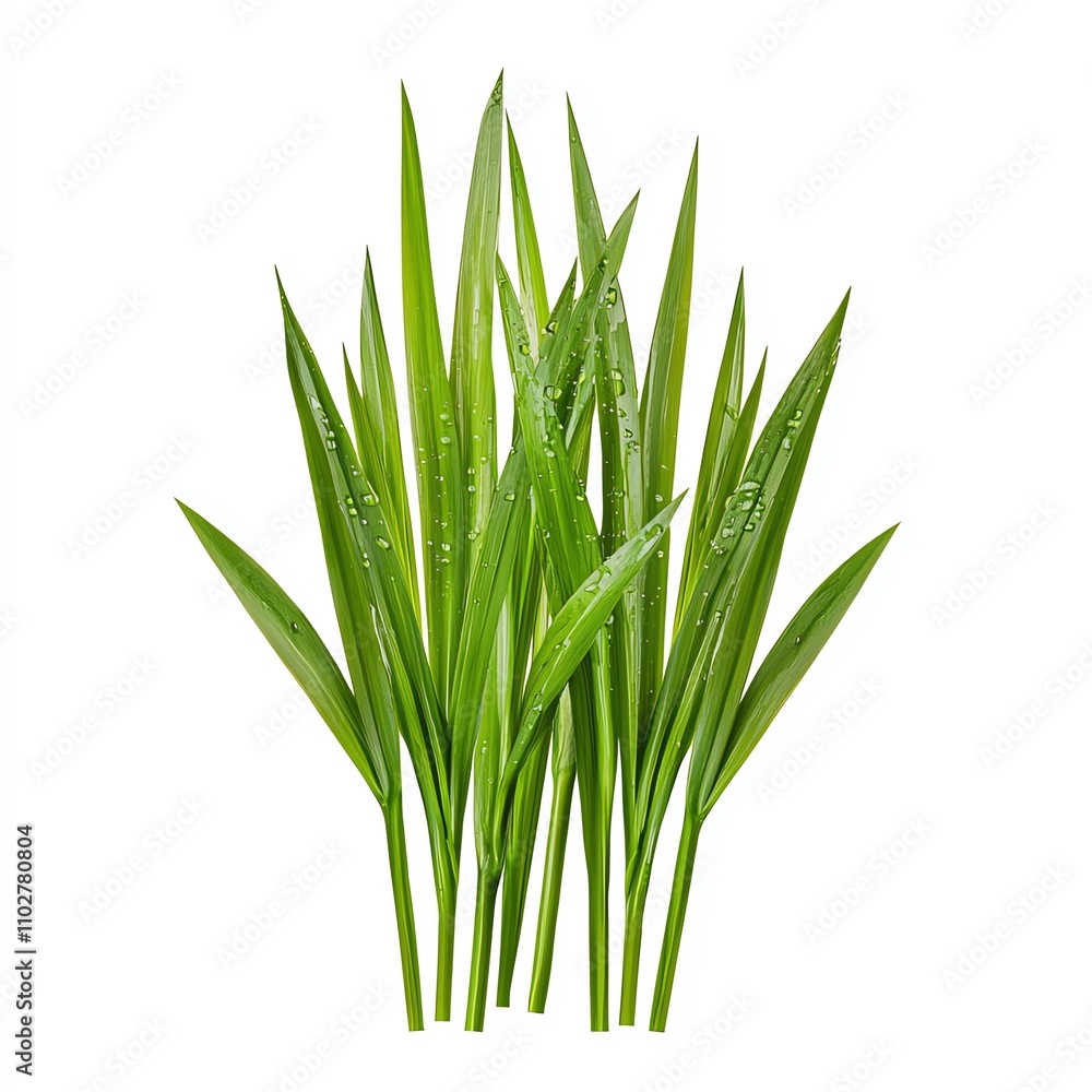 Obraz premium A vibrant cluster of green grass blades, showcasing their fresh and healthy appearance, perfect for nature or gardening themes.