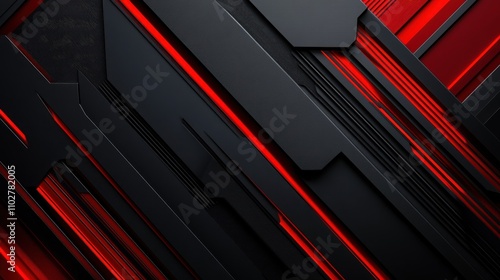 Abstract Red and Black Geometric Design: A Striking Visual Composition