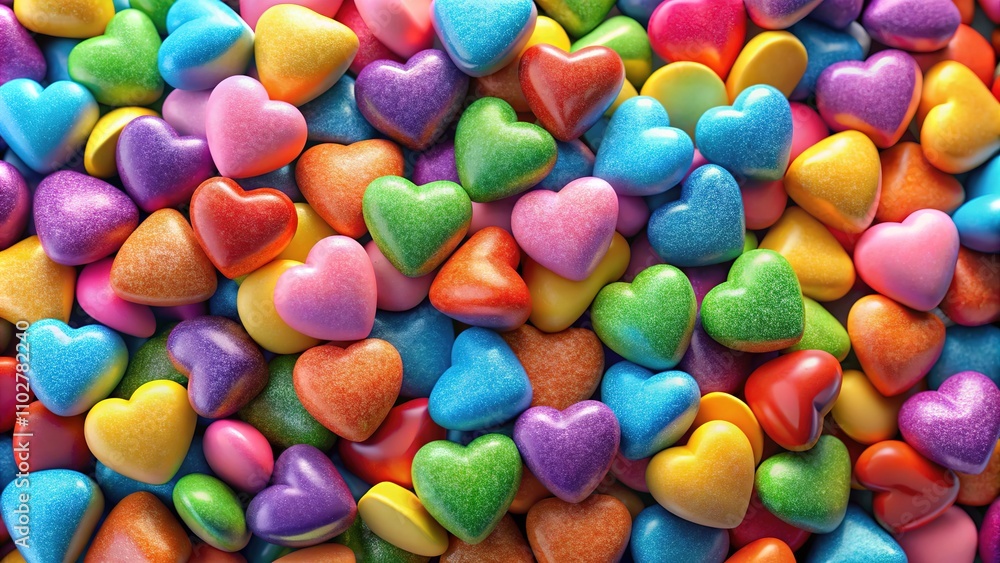 Sweet 3D candy hearts, tempting food illustration. Sweet 3D candy hearts, tempting food illustration.